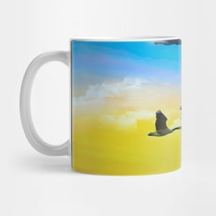 Birds Flying In The Colorful Sky T-shirt Mug